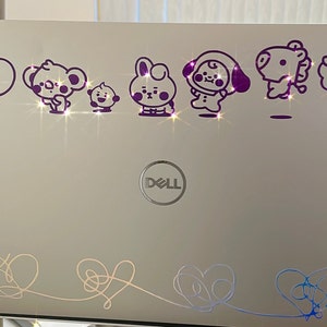BT21 Decal Set - BTS Bangtan Holographic or Purple Glitter Vinyl Decal for Car, Laptop, Window (Koya, RJ, Shooky, Mang, Chimmy, Tata, Cooky)