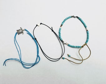 Beaded & Tibetan Silver Charm Anklets/Bracelet