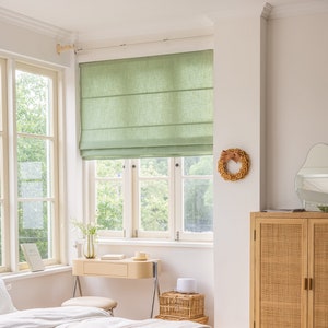 Sage Green Roman Blinds, Mid Weight Linen Blend Custom Roman Shades ...