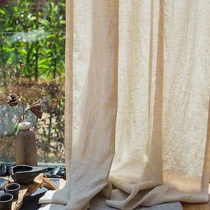 Gardinpanel i blekt linne: Europeiskt lin, anpassad storlek bild 2