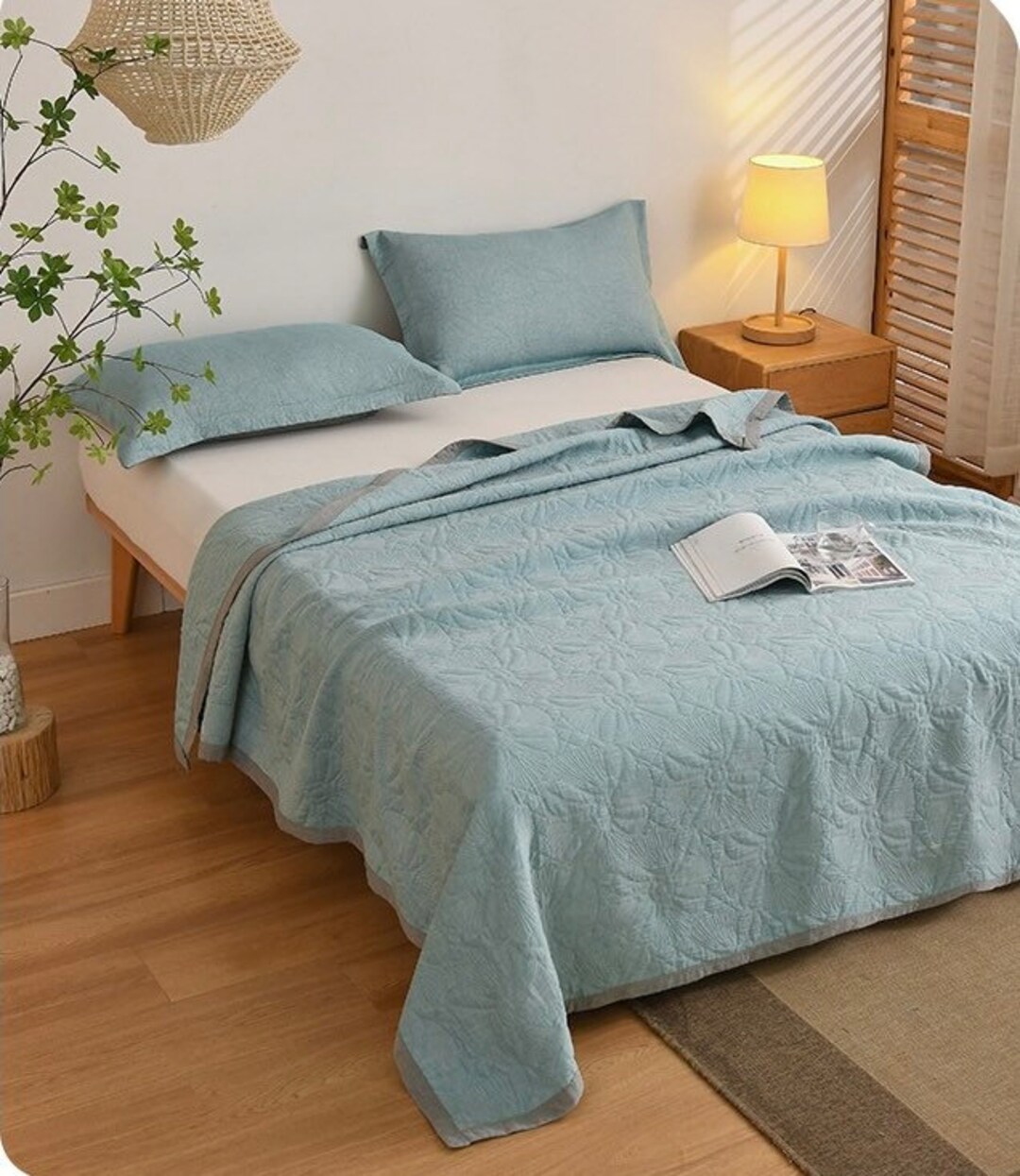 Muslin Cotton Blanket Ice Blue Coverlet Cotton Soft Breathable Etsy