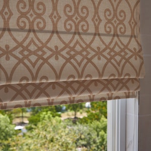 Custom Roman Shades, Natural Color Pattern Fabric Modern Shades ...