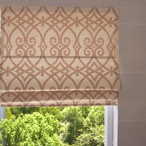 Aangepaste Romeinse tinten, natuurlijke kleurpatroon stof moderne tinten, keukenraambehandeling, op bestelling gemaakte raambekleding