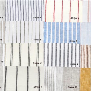 Stripe Pure Linen Fabric Swatches, Roman Shades Fabric Swatches, Linen Curtain and Beddings, Trim and Ribbon Colors