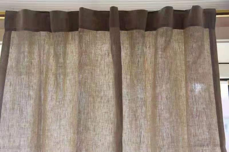 Gardinpanel i blekt linne: Europeiskt lin, anpassad storlek bild 1