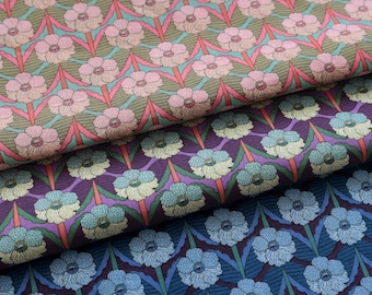 Pink Blue Floral England Liberty Fabric, Drapery Fabric By The Yard