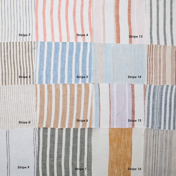 Stripe Pure Linen Fabric Swatches, Roman Shades Fabric Swatches, Linen Curtain and Beddings, Trim and Ribbon Colors