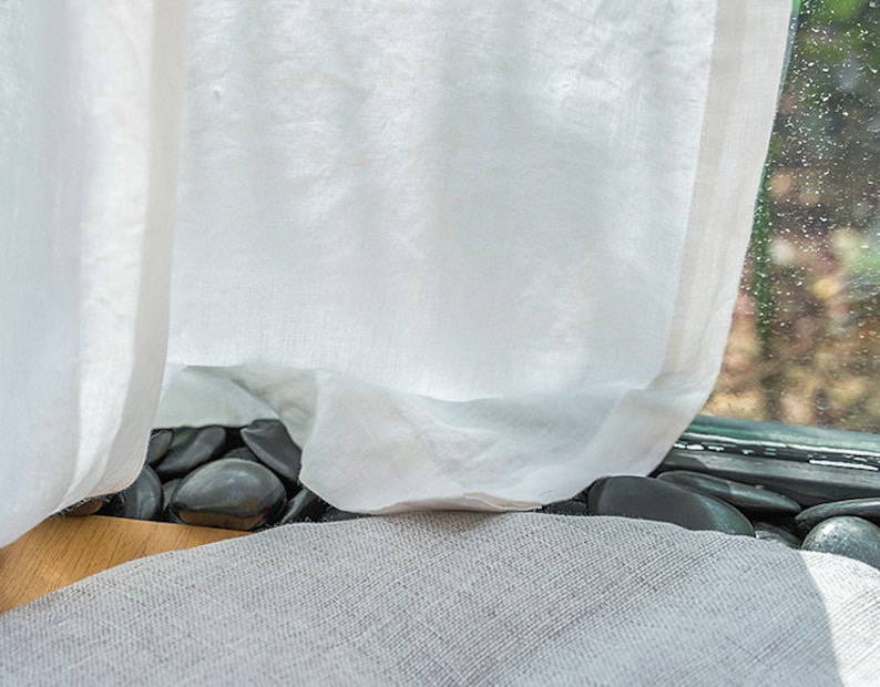 Gardinpanel i blekt linne: Europeiskt lin, anpassad storlek bild 3