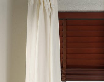 Heavier Pure Linen Off-White Curtains – 300-400gsm Custom Panel, Light Filtering or Blackout Lining
