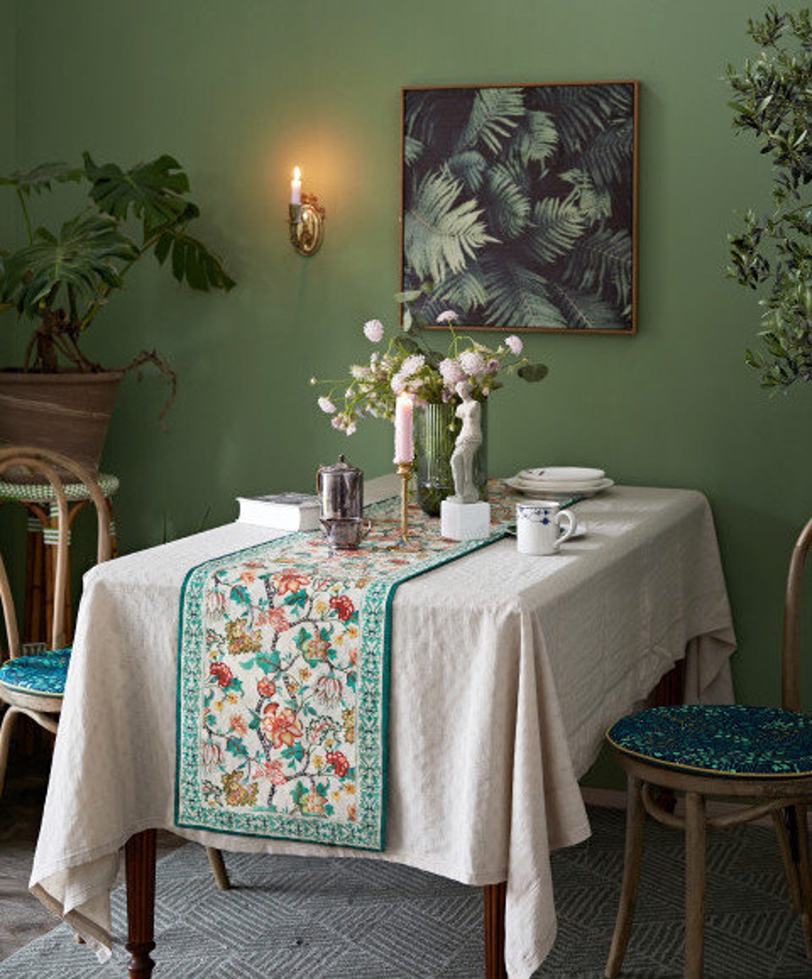 Spring Long Table Runner Green Console Table Runner Gift for Etsy