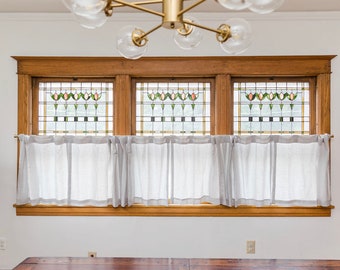 Gardiner i linnecafé: Anpassad stil med bakre flik, designerlook