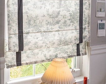 French Country Fabric Raffrollos, kundenspezifische Raffrollos, Designer-Fensterbehandlung, auf Bestellung gefertigte Fensterverkleidung