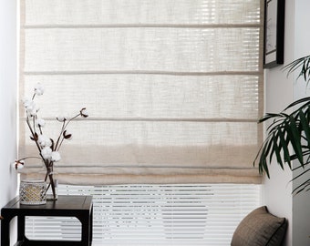 Sheer Linen Roman Shade: Custom Modern Window Covering