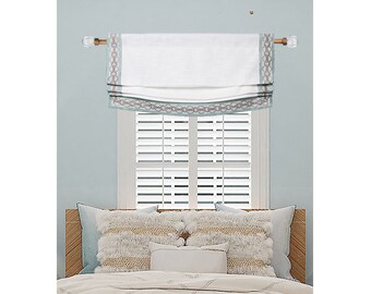 Relaxed Faux Roman Shades, Fake Roman Shades, Custom Fabric Valance, Using your Fabric and Ribbon, Made to Order.