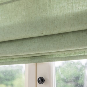 Sage Green Roman Blinds, Mid Weight Linen Blend Custom Roman Shades ...