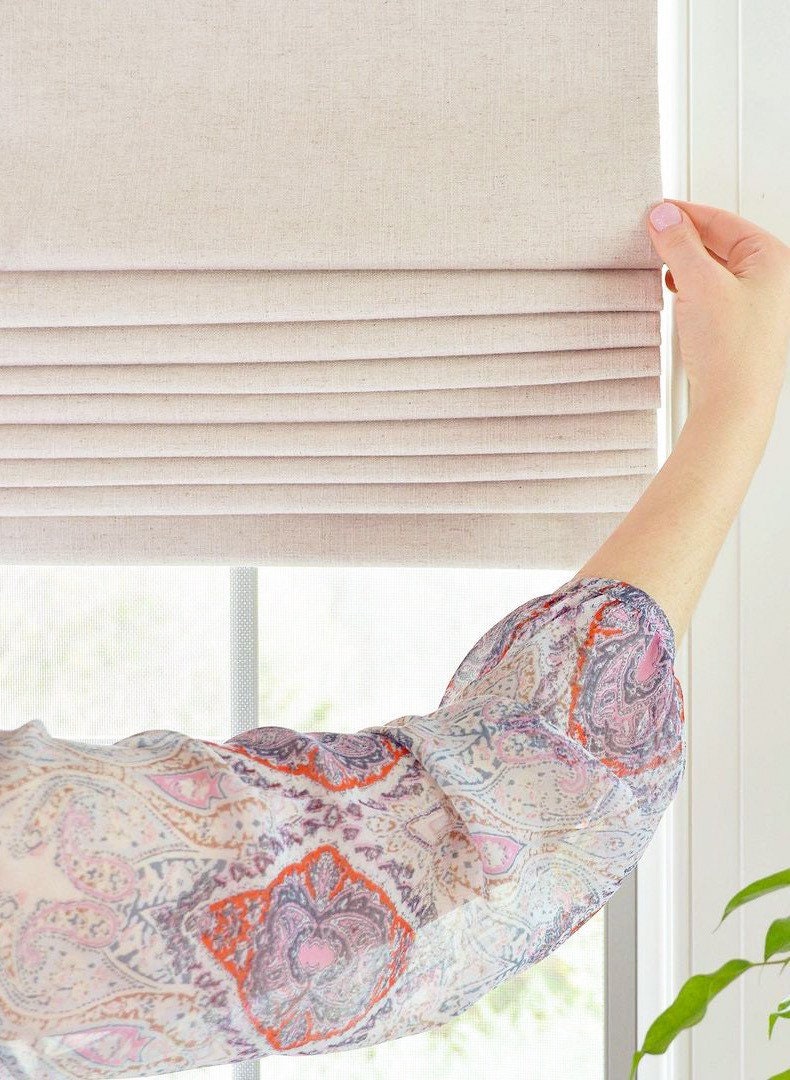 Linen Texture Custom Roman Shades Plain Fold Modern Designer Etsy