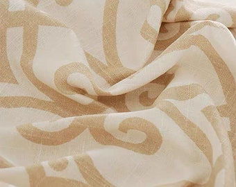 Patterned Beige Fabric for Drapery, Roman Shades and Cushions, Fabric by yard, Designer Fabric deal.