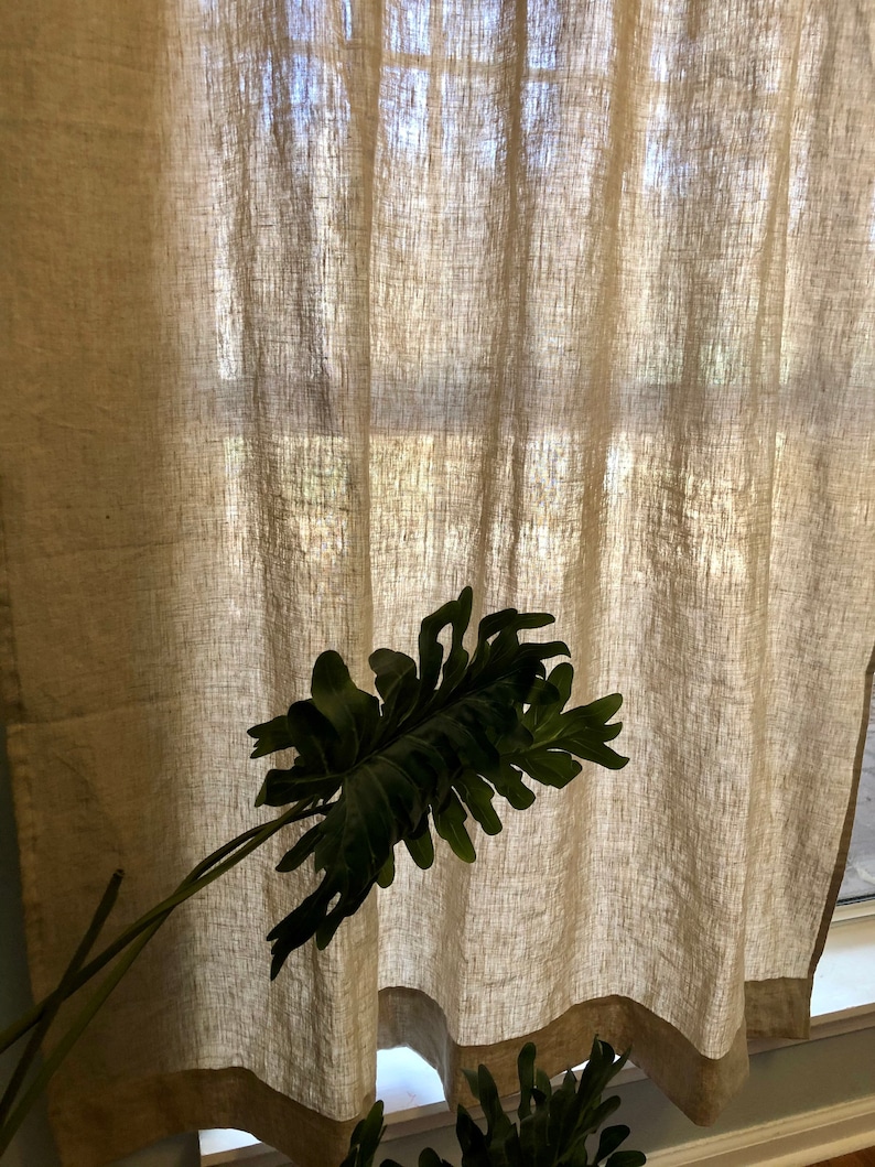 Gardinpanel i blekt linne: Europeiskt lin, anpassad storlek bild 5