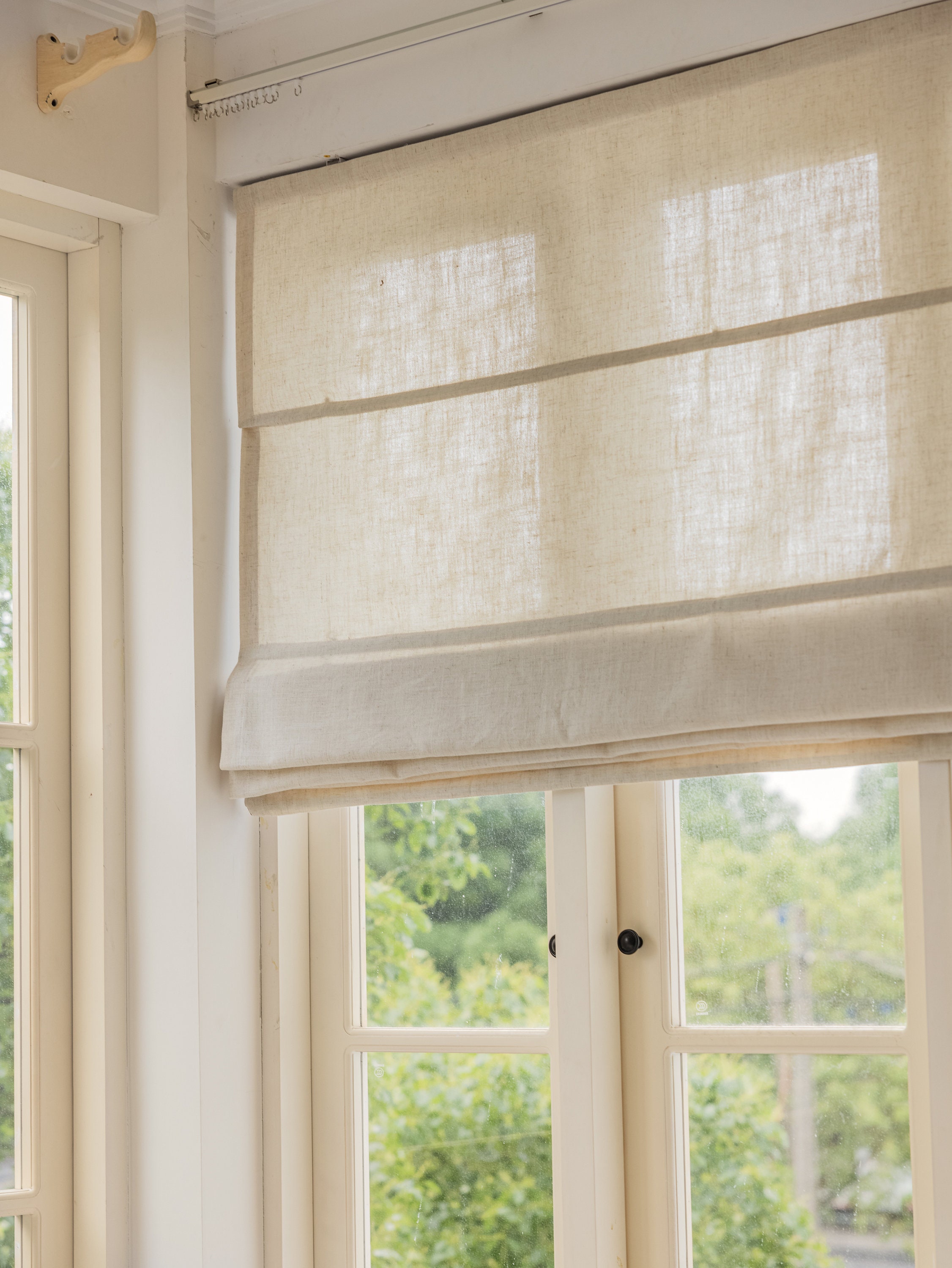 ChadMade Linen Shades、Solid Fabric Blinds Window Treatments、Custom Made  Roman Window Shades、Room Darkening Blackout Roman Shades for Kit Room、 