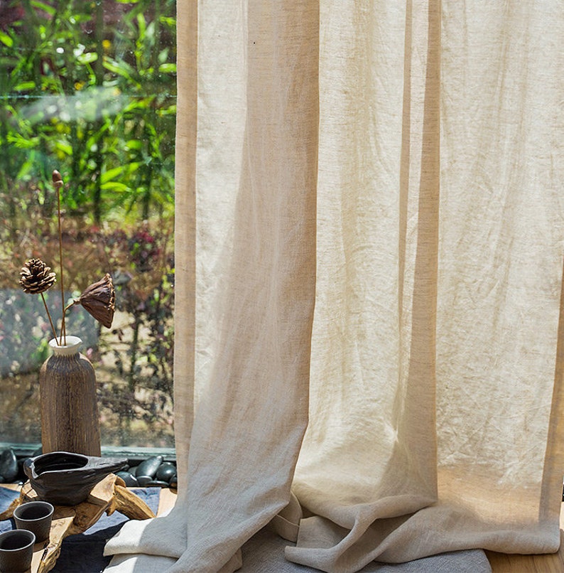 Gardinpanel i blekt linne: Europeiskt lin, anpassad storlek bild 2