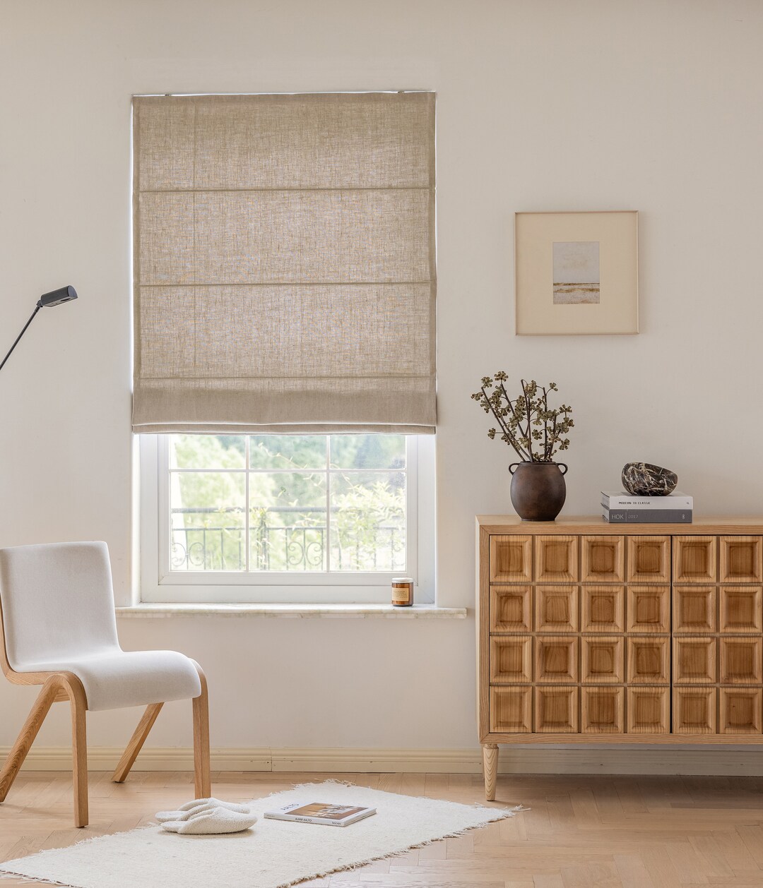 Natural Linen Roman Shades 340380gsm 100 Luxury Pure Linen Blinds