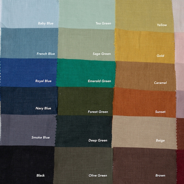 Pure Linen Fabric Swatches, Roman Shades Fabric Swatches, Linen Curtain and Beddings, Trim and Ribbon Colors