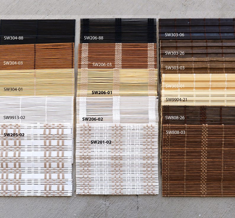 Bamboo Shades with Decorative Greek Key Trim | Custom Woven Wood Roman Shade | Designer Bamboo Blinds for Kitchen & Bathroom image 8