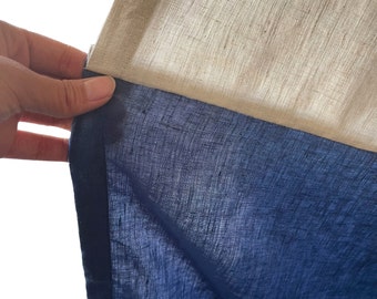 Linnegardin i färgblock: Blekt naturfärg och marinblå, en panel