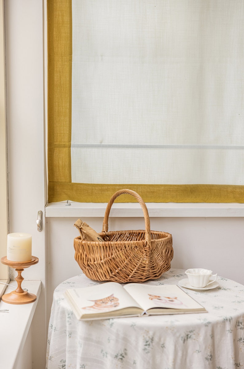 Relaxed Roman Shades Custom Fabric Modern Shades Kitchen Etsy