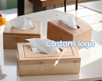 Bamboo wood tissue box bamboo tissue holder housewarming decor vintage tissue basket