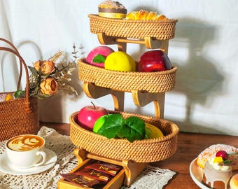 Bread lame fruit bread snacks multi-layer rattan storage basket,home decor kitchen desktop sourdough starter kit basket,housewarming gifts