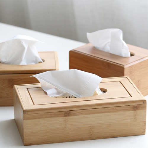 Bamboo Wood Tissue Box Bamboo Tissue Holder Housewarming Decor Etsy