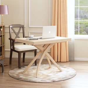 Custom made multi functional dining/coffee/dinner/tea table/office desk/computer desk,Adjustable height expandable natural wood table