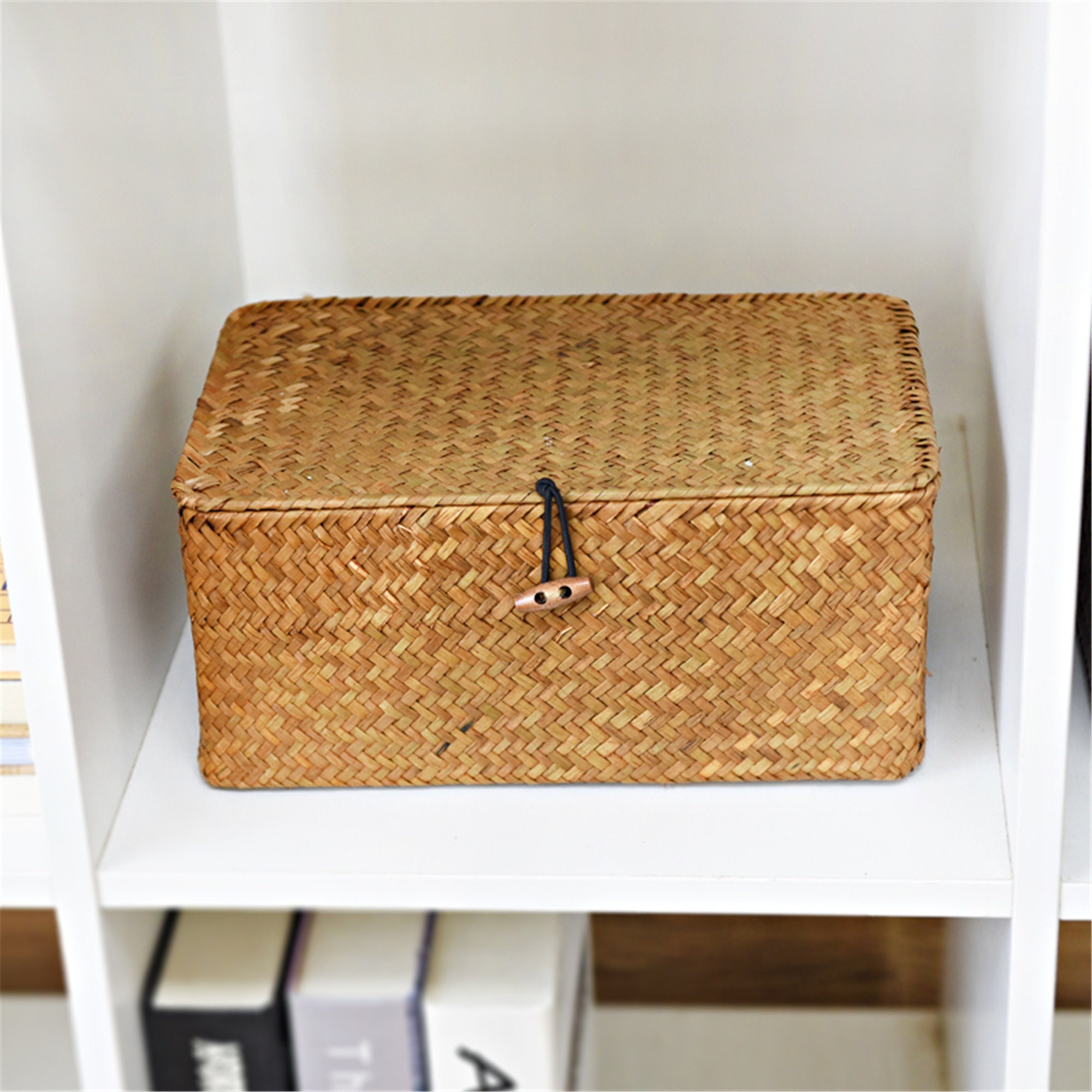 Straw box straw weaving basket housewarming decor vintage Etsy