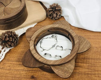 Custom christmas & name initials engraving wooden rotating gift boxes,decorative boxes with rotating magnetic lids,jewelry storage