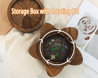 Japandi wooden rotating gift boxes,large memory box for keepsakes,decorative boxes with rotating magnetic lids,small wood jewelry boxes,gift