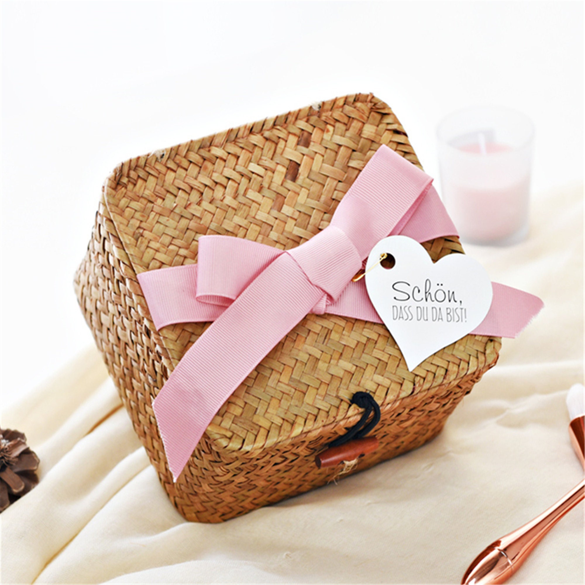 Straw gift box straw weaving basket housewarming decor vintage Etsy