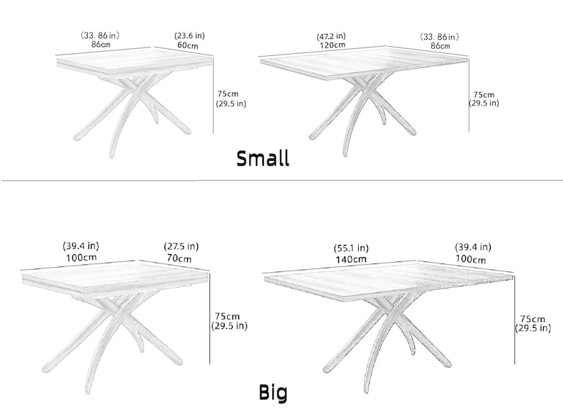 Custom made transformer 4 in 1 dining/coffee/dinner/tea table,Adjustable height expandable natural wood table image 5