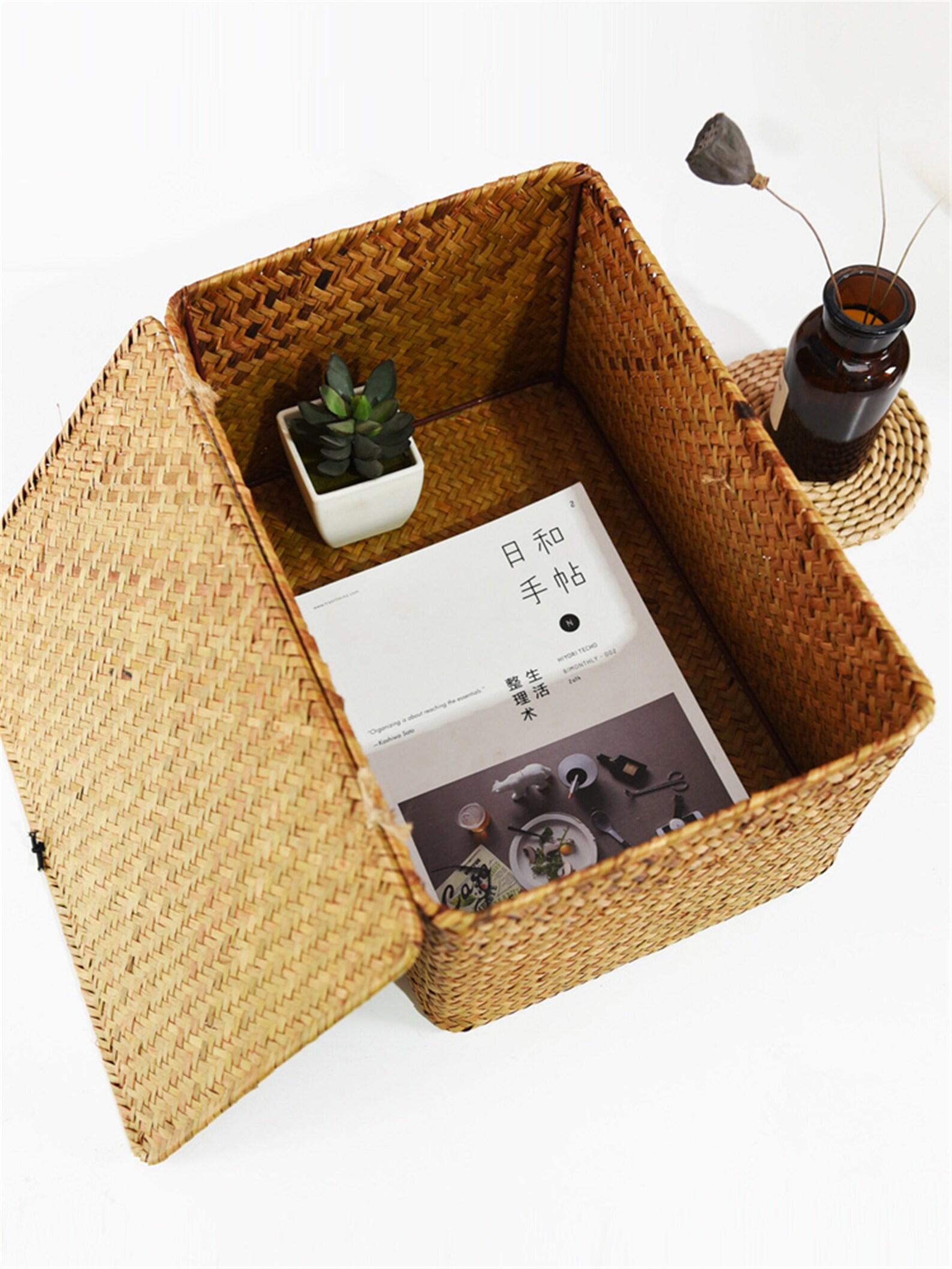 Straw Box Straw Weaving Basket Housewarming Decor Vintage Etsy