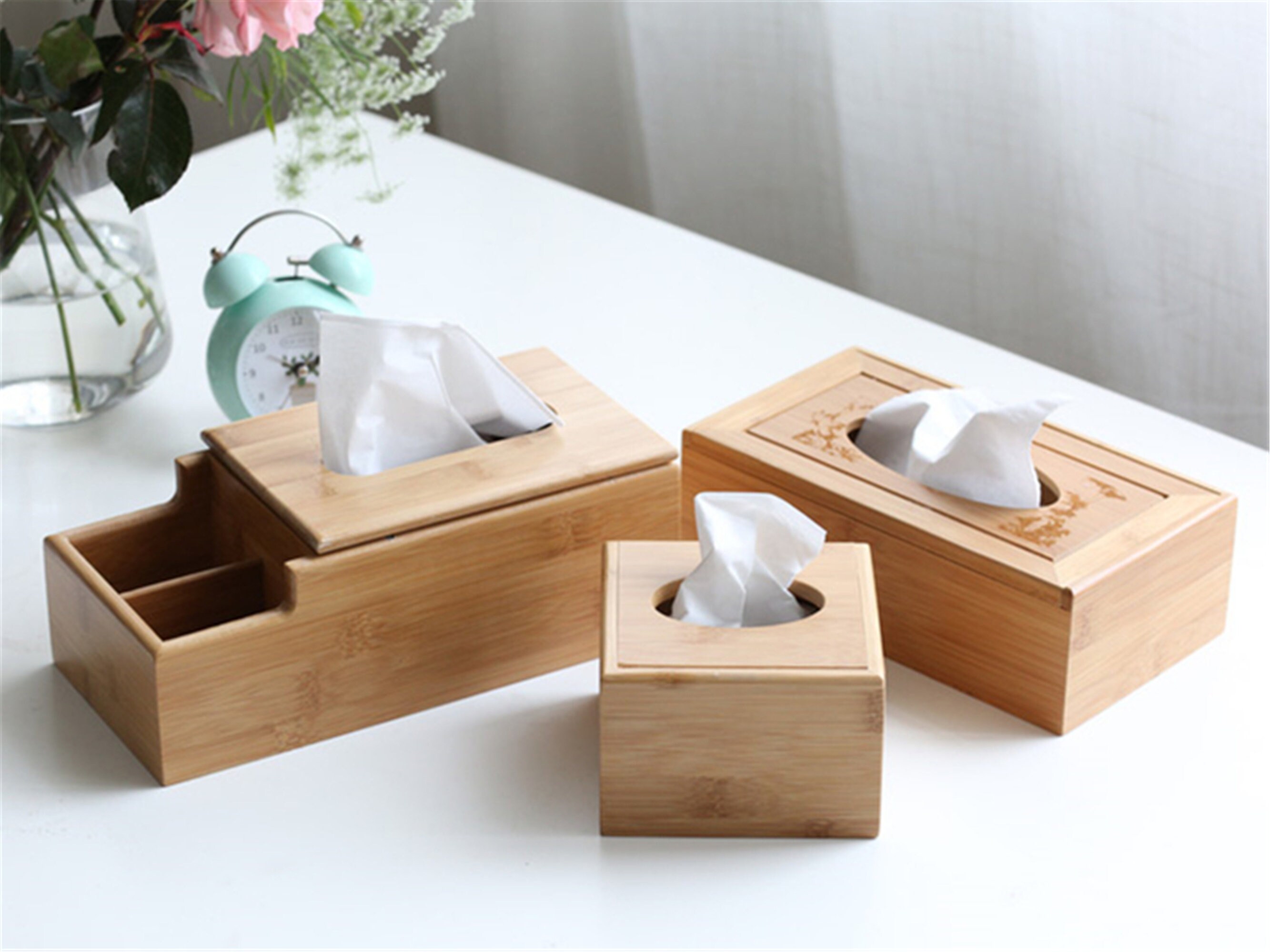 Bamboo Wood Tissue Boxes Bamboo Tissue Holder Housewarming Etsy