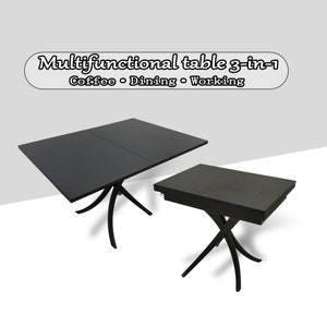 Multi-Functional dining/coffee/dinner/tea table,Adjustable height expandable natural wood table
