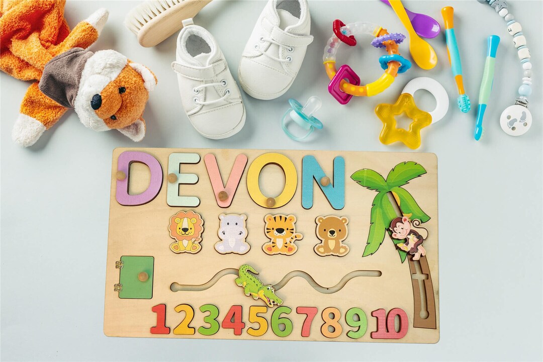 Personalized Puzzle Name Board, Custom Toy Gifts for Baby Boys & Girls, Custom Baby Name