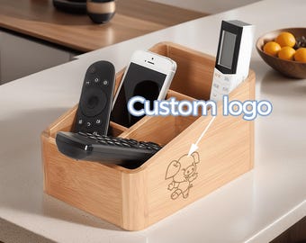 Custom Logo/Name/Text Bamboo wood,Living room desktop storage box,Lipstick and Cosmetics storage box,Remote control storage box,gifts