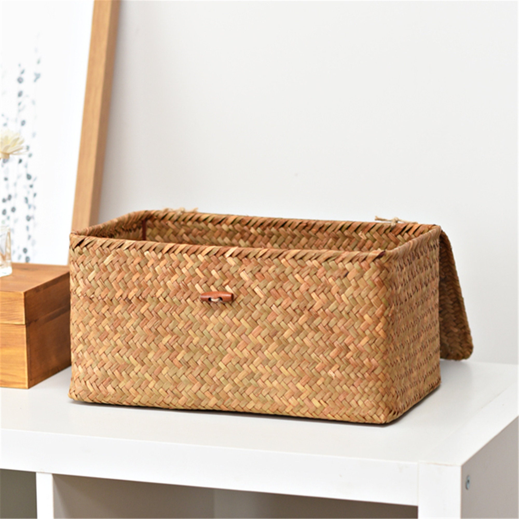 Straw Box Straw Weaving Basket Housewarming Decor Vintage Etsy UK