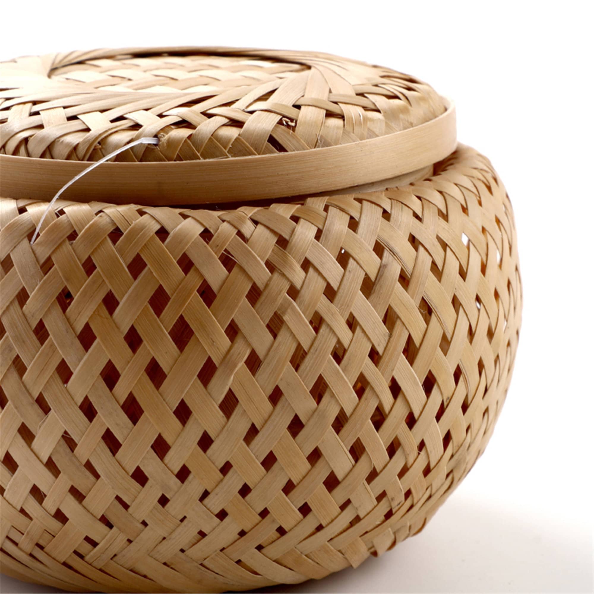 Woven Storage Basket Round Bamboo Basket With Lid Bamboo Box Etsy UK