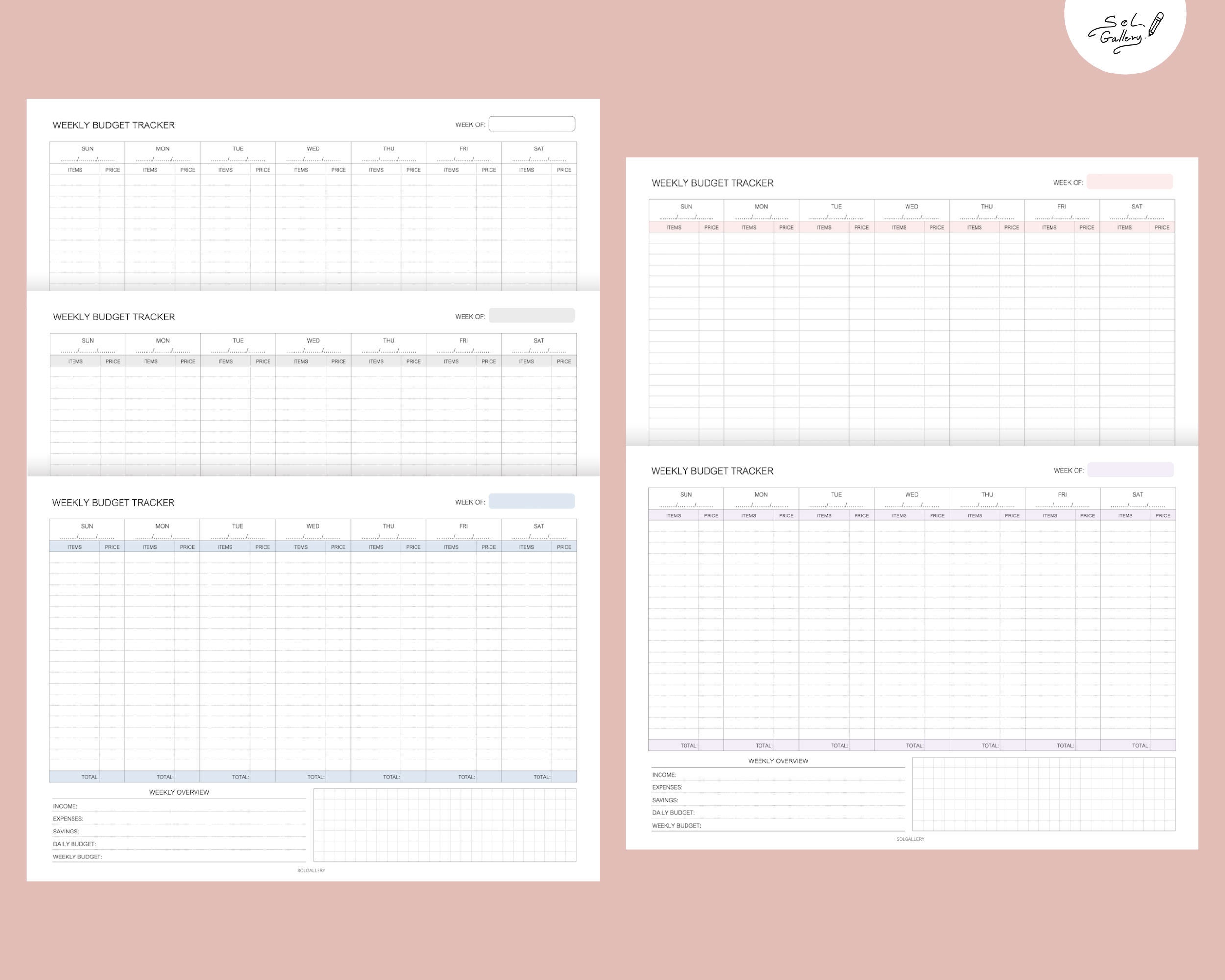 Weekly Budget Tracker Undated Landscap Planner Weekly Budget | Etsy