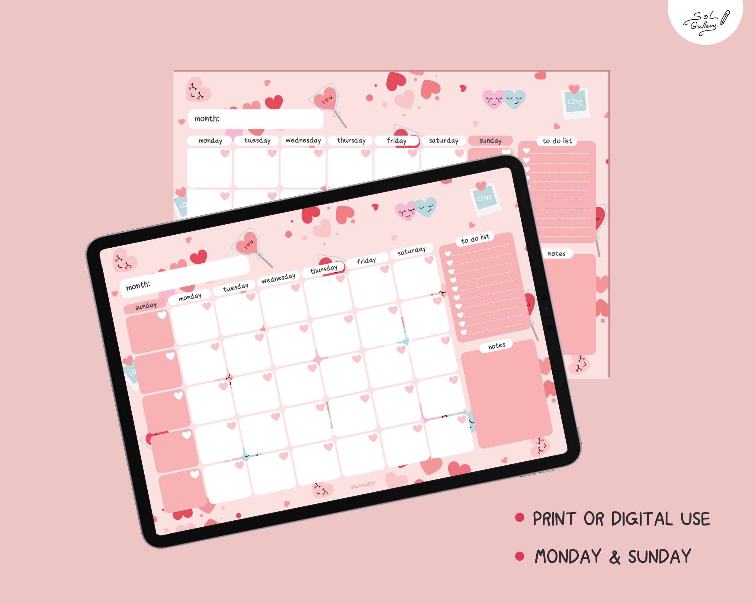Cute Digital planner Undated monthly planner Undated Etsy España
