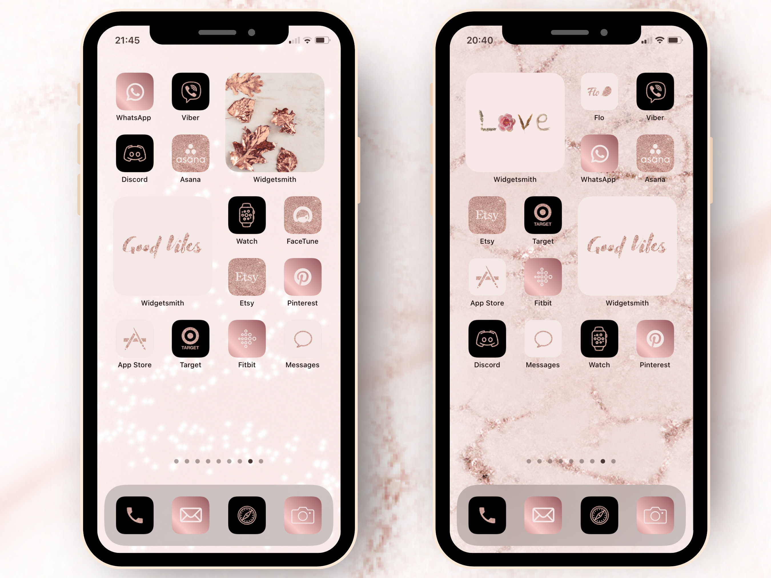 Rose Gold App Icon Pack, Pink Glitter iPhone Aesthetic Theme, Nude ...