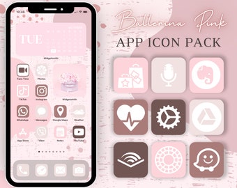 Ballerina Pink iPhone App Icon Pack | Aesthetic Theme (Digital Download)