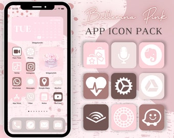 iPhone IOS App Icon Pack Ballerina Pink | Pink Icon Pack With Widgets and Wallpapers | iPhone Aesthetic Theme